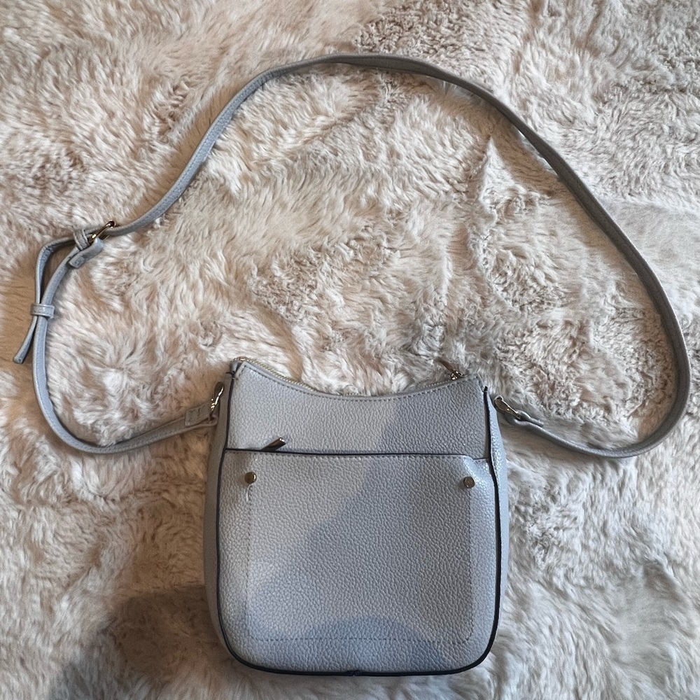 Grey long strap purse